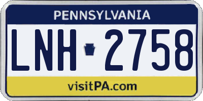 PA license plate LNH2758