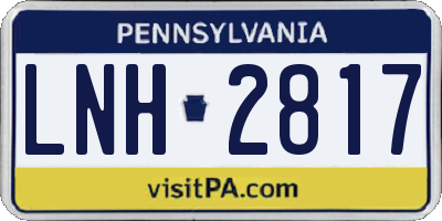PA license plate LNH2817