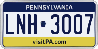 PA license plate LNH3007