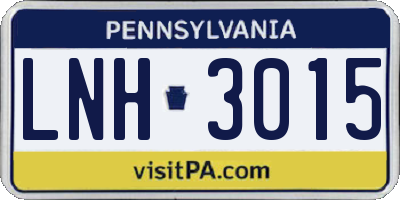 PA license plate LNH3015