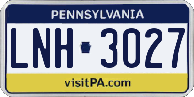 PA license plate LNH3027