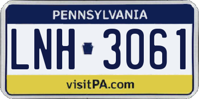 PA license plate LNH3061