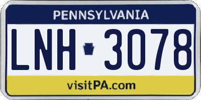 PA license plate LNH3078