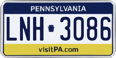 PA license plate LNH3086