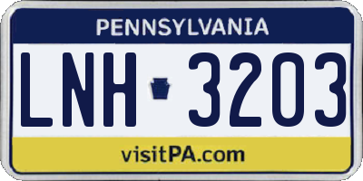 PA license plate LNH3203