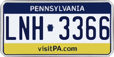 PA license plate LNH3366