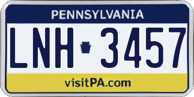 PA license plate LNH3457