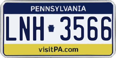 PA license plate LNH3566