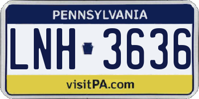 PA license plate LNH3636