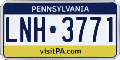 PA license plate LNH3771