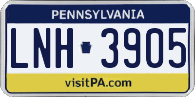 PA license plate LNH3905