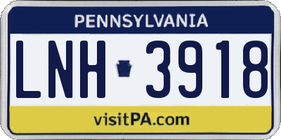 PA license plate LNH3918