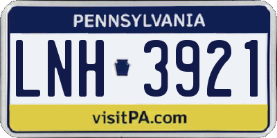 PA license plate LNH3921