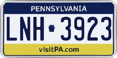 PA license plate LNH3923