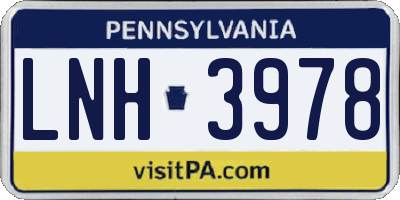 PA license plate LNH3978