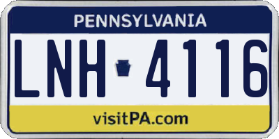 PA license plate LNH4116