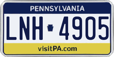 PA license plate LNH4905
