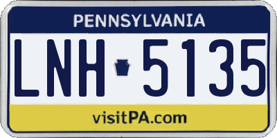 PA license plate LNH5135