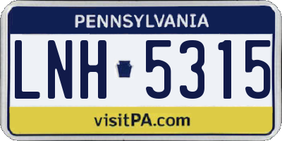 PA license plate LNH5315