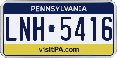 PA license plate LNH5416