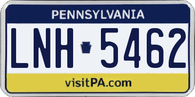 PA license plate LNH5462