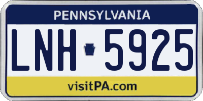 PA license plate LNH5925