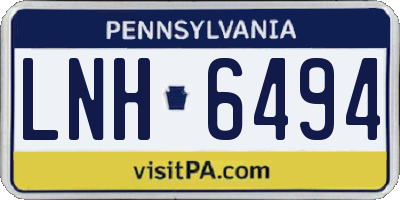 PA license plate LNH6494