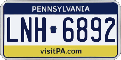 PA license plate LNH6892