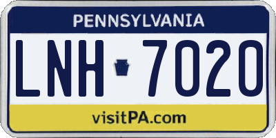 PA license plate LNH7020