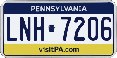 PA license plate LNH7206