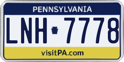 PA license plate LNH7778