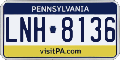 PA license plate LNH8136