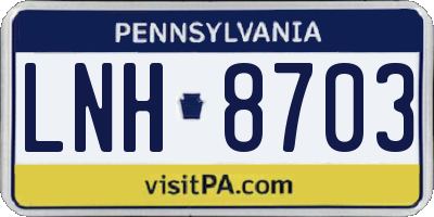 PA license plate LNH8703