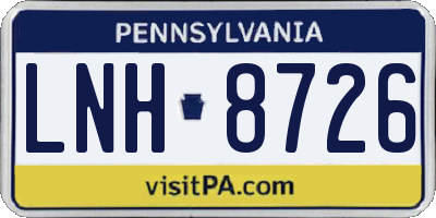 PA license plate LNH8726