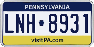 PA license plate LNH8931