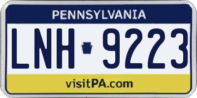 PA license plate LNH9223