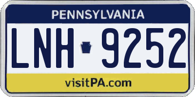 PA license plate LNH9252