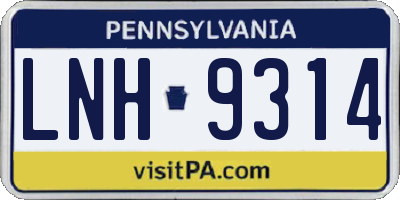 PA license plate LNH9314