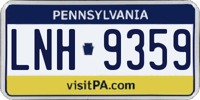 PA license plate LNH9359