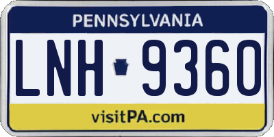 PA license plate LNH9360