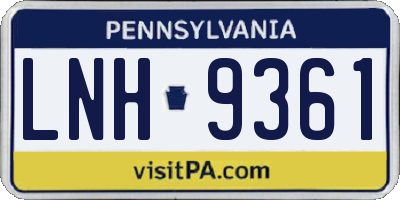 PA license plate LNH9361