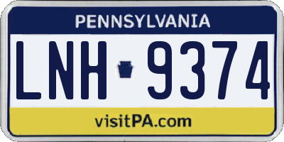 PA license plate LNH9374