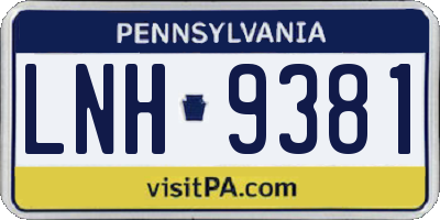 PA license plate LNH9381
