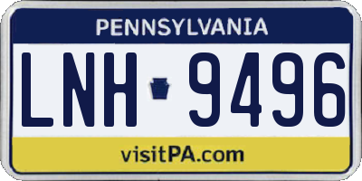 PA license plate LNH9496