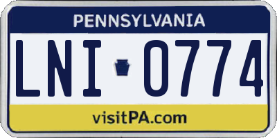 PA license plate LNI0774