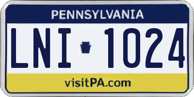 PA license plate LNI1024