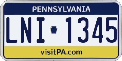 PA license plate LNI1345