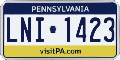PA license plate LNI1423