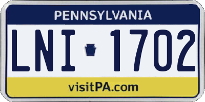 PA license plate LNI1702