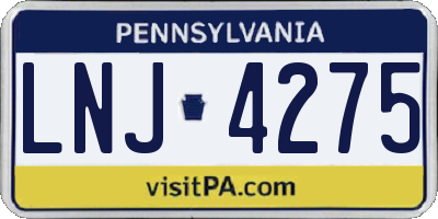 PA license plate LNJ4275